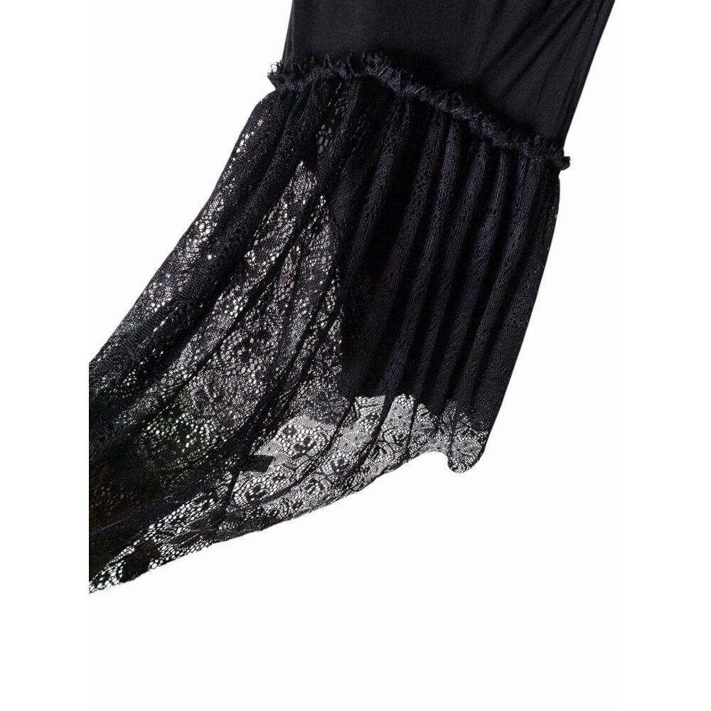 Lauren Moshi Tank Top w/lace sides and back black size XS NEW - Picture 3 of 5